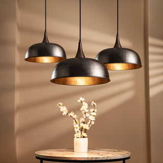 Handmade Dark Copper Dome Pendant Light with Customizable Accessories - Alfiq's Store