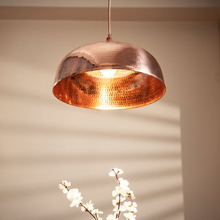 Handmade Dark Copper Dome Pendant Light with Customizable Accessories - Alfiq's Store