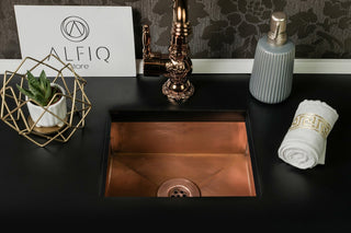 Handmade Embossed Copper Bathroom Sink – Rectangular Vessel, 12" x 8" x 6" - Alfiq's Store
