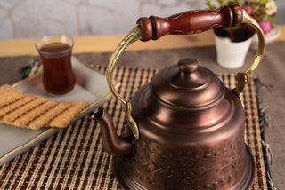 Handmade Engraved Copper Solid Copper Teapot Stovetop, 1.6 Quarts (1.5 Liter) - Alfiq's Store