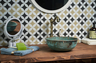 Handmade Green Patina Copper Sink for Kitchen & Bathroom – Eco - Friendly, Pure Copper Vessel with Drain Cap - Alfiq's Store