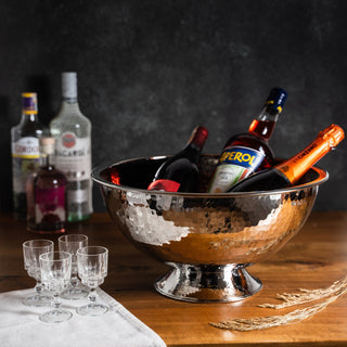 Handmade Hammered Copper Champagne Bowl & Copper Ice Bucket, Color Chrome - Alfiq's Store