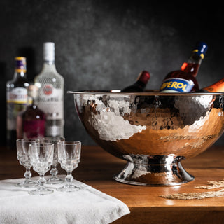 Handmade Hammered Copper Champagne Bowl & Copper Ice Bucket, Color Solid Copper - Alfiq's Store