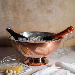 Handmade Hammered Copper Champagne Bowl & Copper Ice Bucket, Color Solid Copper - Alfiq's Store