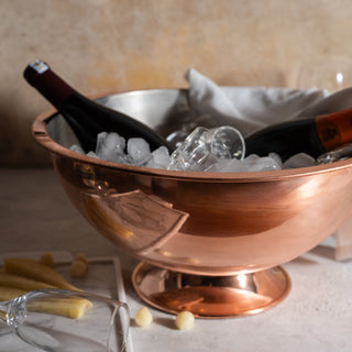 Handmade Hammered Copper Champagne Bowl & Copper Ice Bucket, Color Solid Copper - Alfiq's Store