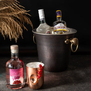 Handmade Hammered Copper Ice Bucket – Dark Copper with Brass Handles - Alfiq's Store