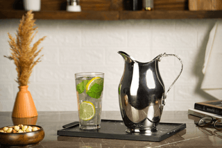 Handmade Hammered Copper Pitcher in Silver Finish – 1500ml Bedside Water Jug - Alfiq's Store