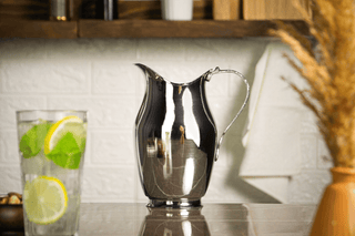 Handmade Hammered Copper Pitcher in Silver Finish – 1500ml Bedside Water Jug - Alfiq's Store