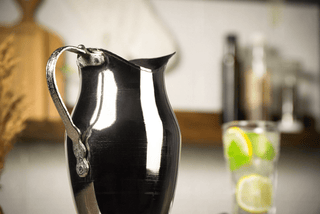 Handmade Hammered Copper Pitcher in Silver Finish – 1500ml Bedside Water Jug - Alfiq's Store