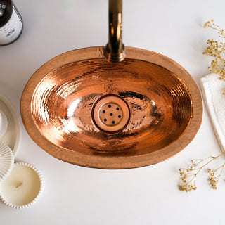 Handmade Hammered Dark Copper Oval Sink Basin - Copper Framhouse Kitchen and Bathroom Sink - Alfiq's Store