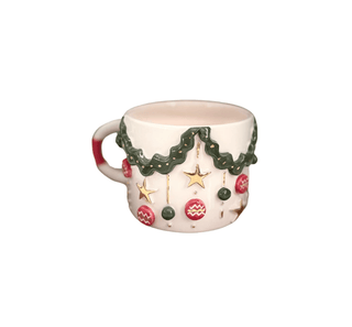 Handmade Holiday Seaason Ceramic Mug With Real Gold Star Accents - Alfiq's Store