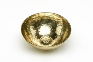 Handmade Matte Solid Brass Bathroom Sink – 16" Hammered Oval Vessel with Drain Cap - Alfiq's Store