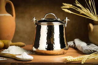 Handmade Nickel Colour Solid Copper Canister with Lid | Coffee Tea Flour Food Safe Storage Box 2500ml | Vintage Copper Jar - Alfiq's Store