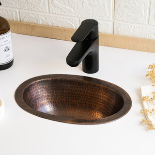 Handmade Oval Copper Drop - In Sink – Dark & Pure Copper Vessel for Kitchen & Bathroom - Alfiq's Store