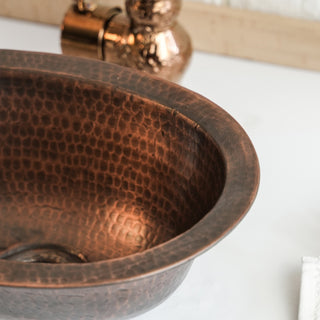 Handmade Oval Copper Drop - In Sink – Dark & Pure Copper Vessel for Kitchen & Bathroom - Alfiq's Store
