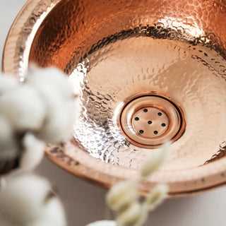 Handmade Round Dark Copper Drop - In Sink – Farmhouse Undermount/Drop - In Basin - Alfiq's Store