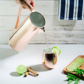 Handmade Silver - Colored Copper Water Pitcher – Elegant & Durable Beverage Jug - Alfiq's Store