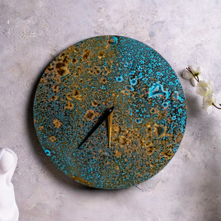 Handmade Solid Copper Wall Clock With Verdigris Green Patina – Artistic Home Decor - Alfiq's Store
