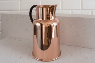 Handmade Solid Copper Water Pitcher – Vintage Farmhouse Jug with Black Handle (1000 ml) - Alfiq's Store