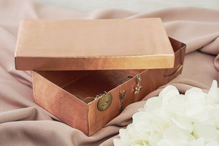 Handmade Solid Matte Copper Box with Lid | 8" x 4" x 2" Vintage Copper Decoration for Bedroom or Bathroom | Elegant Rectangular Jewelry Case - Alfiq's Store