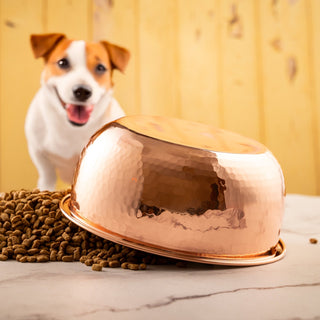 Large Handcrafted Copper Pet Bowl With Tin Lining – Hammered Finish - Alfiq's Store