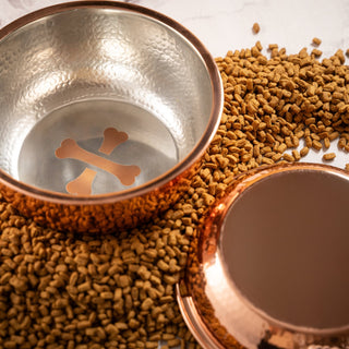 Large Handcrafted Copper Pet Bowl With Tin Lining – Hammered Finish - Alfiq's Store