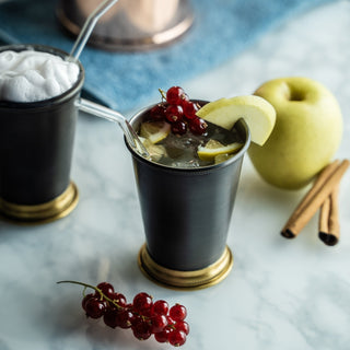 Set of Two Dark Copper Tumblers with Brass Accents – 400ml - Alfiq's Store