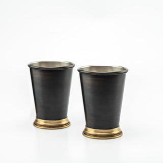 Set of Two Dark Copper Tumblers with Brass Accents – 400ml - Alfiq's Store