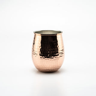 Set of Two Hand - Hammered Copper Glasses – 450ml Stemless Drinkware - Alfiq's Store