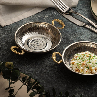 Set Of Two Handcrafted Mini Copper Appetizer Dishes With Brass Handles - Alfiq's Store