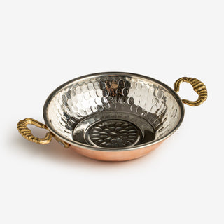 Set Of Two Handcrafted Mini Copper Appetizer Dishes With Brass Handles - Alfiq's Store