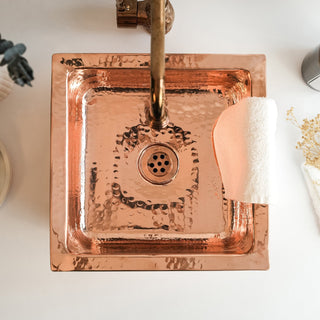 Solid Copper Undermount Kitchen and Bathroom Sink | Handmade Hammered Copper Vessel Sink *Drain Cap Included* - Alfiq's Store