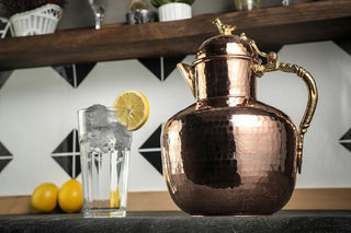 Special Heavy Duty Solid Pure Copper Pitcher | Handmade Copper Water & Beverage Jug | Handcrafted 2000ml - Alfiq's Store