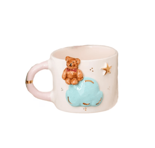 Teddy Bear Dreamland Mug Bear & Cloud Design – Adorable Handcrafted Ceramic Mug For Cozy Moments - Alfiq's Store