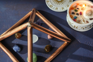 Copper Meditation Pyramide | Solid Copper Chackra Opener Pyramide | Handmade Copper Energy Cleaning Set - Alfiq's Store