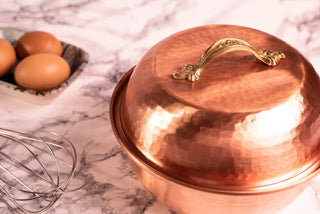 Copper Mixing Bowl with Lid | 12" Diameter Solid Copper Food Container Bowl| 5 Quarts Copper Kitchen Utensils - Alfiq's Store