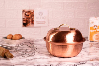 Copper Mixing Bowl with Lid | 12" Diameter Solid Copper Food Container Bowl| 5 Quarts Copper Kitchen Utensils - Alfiq's Store