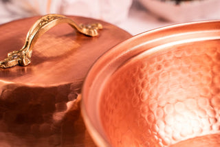 Copper Mixing Bowl with Lid | 12" Diameter Solid Copper Food Container Bowl| 5 Quarts Copper Kitchen Utensils - Alfiq's Store