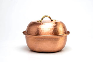 Copper Mixing Bowl with Lid | 12" Diameter Solid Copper Food Container Bowl| 5 Quarts Copper Kitchen Utensils - Alfiq's Store