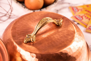 Copper Mixing Bowl with Lid | 12" Diameter Solid Copper Food Container Bowl| 5 Quarts Copper Kitchen Utensils - Alfiq's Store