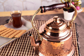 Hammered Solid Copper Teapot Stovetop with Wooden Handle – 1.6 Quart Shiny Finish Kettle - Alfiq's Store