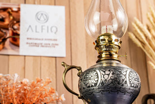 Handcrafted Copper Oil Lamp and Candle Set of 2 | Handmade Solid Copper Lantern - Alfiq's Store
