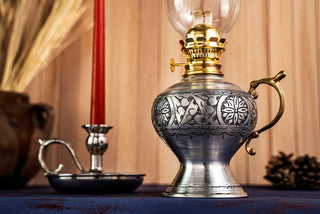 Handcrafted Copper Oil Lamp and Candle Set of 2 | Handmade Solid Copper Lantern - Alfiq's Store