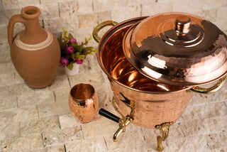 Handmade Copper Beverage Dispenser with Mug Set – 100% Solid Copper, 5L Vessel - Alfiq's Store