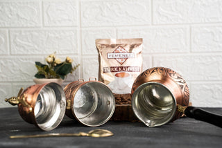 Handmade Copper Coffee Maker Set – Pot, Airtight Container & Brass Spoon - Alfiq's Store