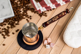 Handmade Copper Coffee Pot with Long Wooden Handle – 300ml Turkish Coffee Maker - Alfiq's Store
