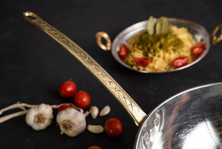 Handmade Copper Wok Pan with Brass Handle – 420mm Stir - Fry Skillet - Alfiq's Store