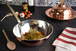 Handmade Copper Wok Pan with Brass Handle – 420mm Stir - Fry Skillet - Alfiq's Store