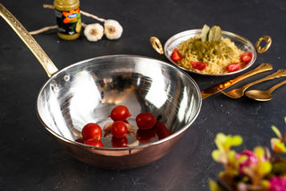 Handmade Copper Wok Pan with Brass Handle – 420mm Stir - Fry Skillet - Alfiq's Store