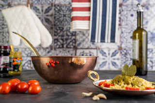 Handmade Copper Wok Pan with Brass Handle – 420mm Stir - Fry Skillet - Alfiq's Store